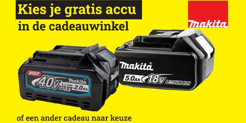 Koop een Makita Machine en ontvang een gratis accu!